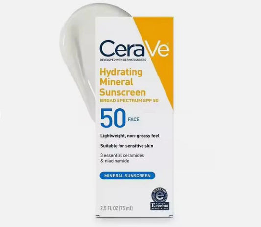 Cerave Hydrating Mineral Sunscreen Broad Spectrum SPF 50 (Original)